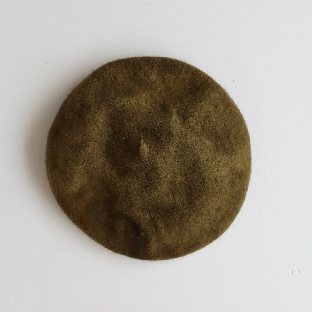 Naturally Dyed Beret- olive