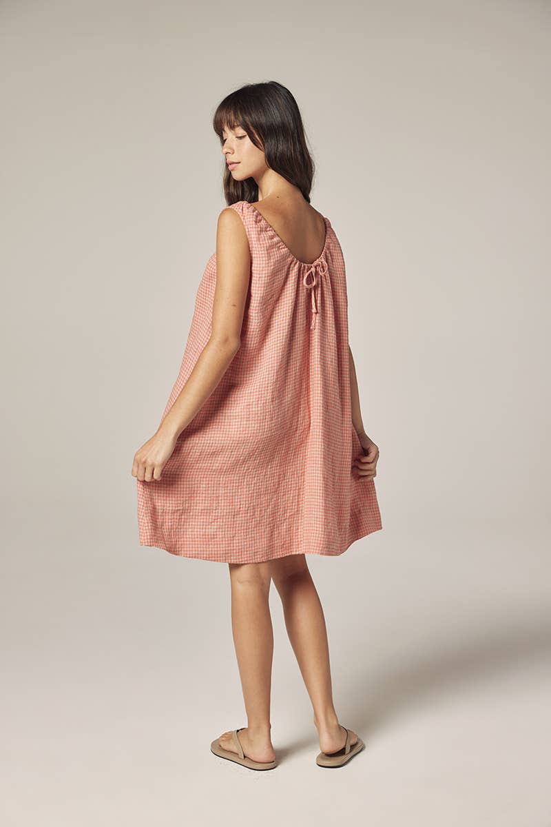 Gingham linen dress