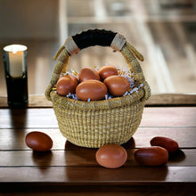 Load image into Gallery viewer, The African Home Goods - African Market Basket | Ghana Bolga Basket Dye Free black Handles 1 EA
