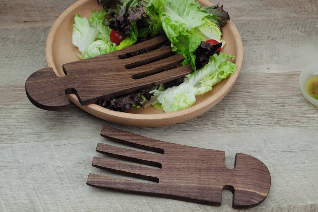 Walnut Wood Salad Hands