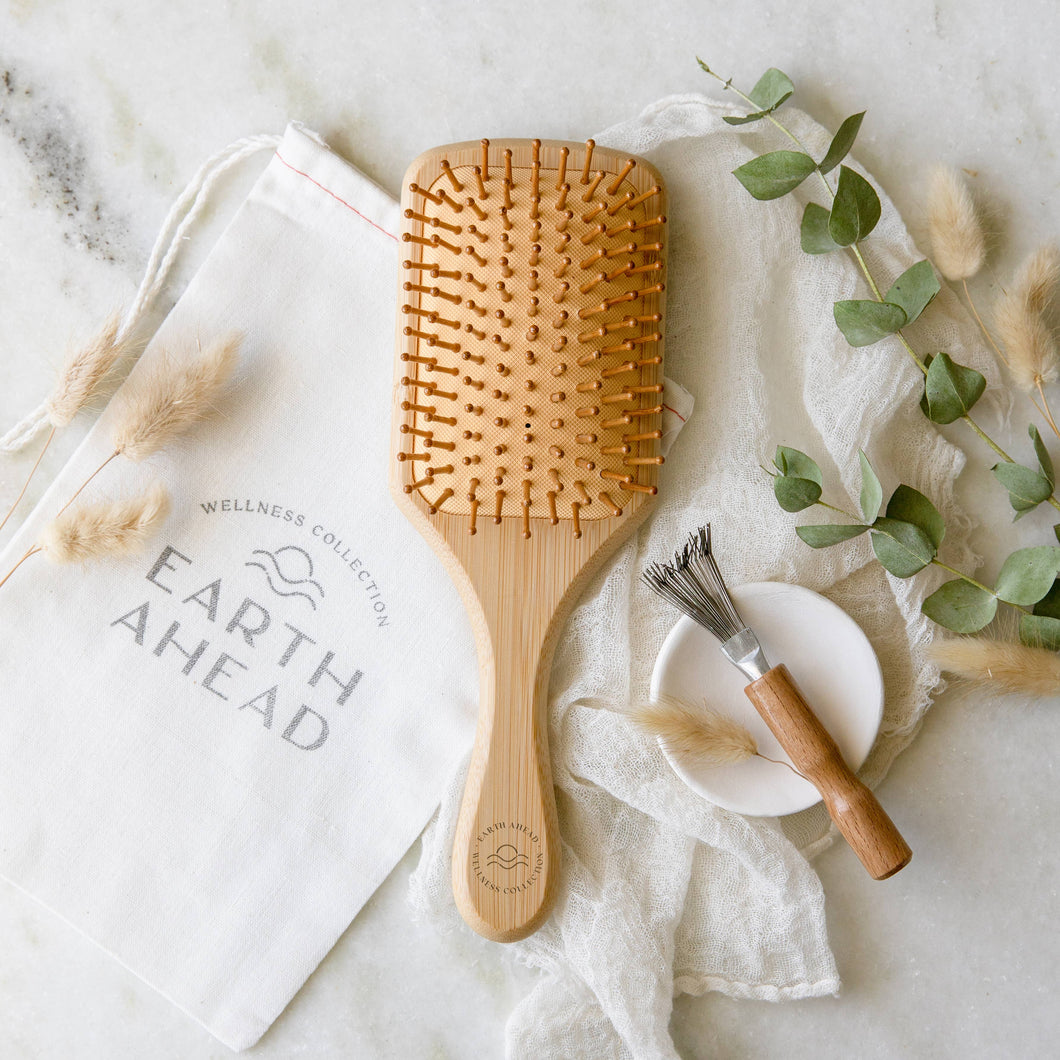 Bamboo Hair Brush With Cleaner