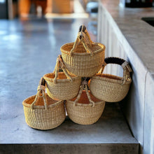 Load image into Gallery viewer, The African Home Goods - African Market Basket | Ghana Bolga Basket Dye Free black Handles 1 EA

