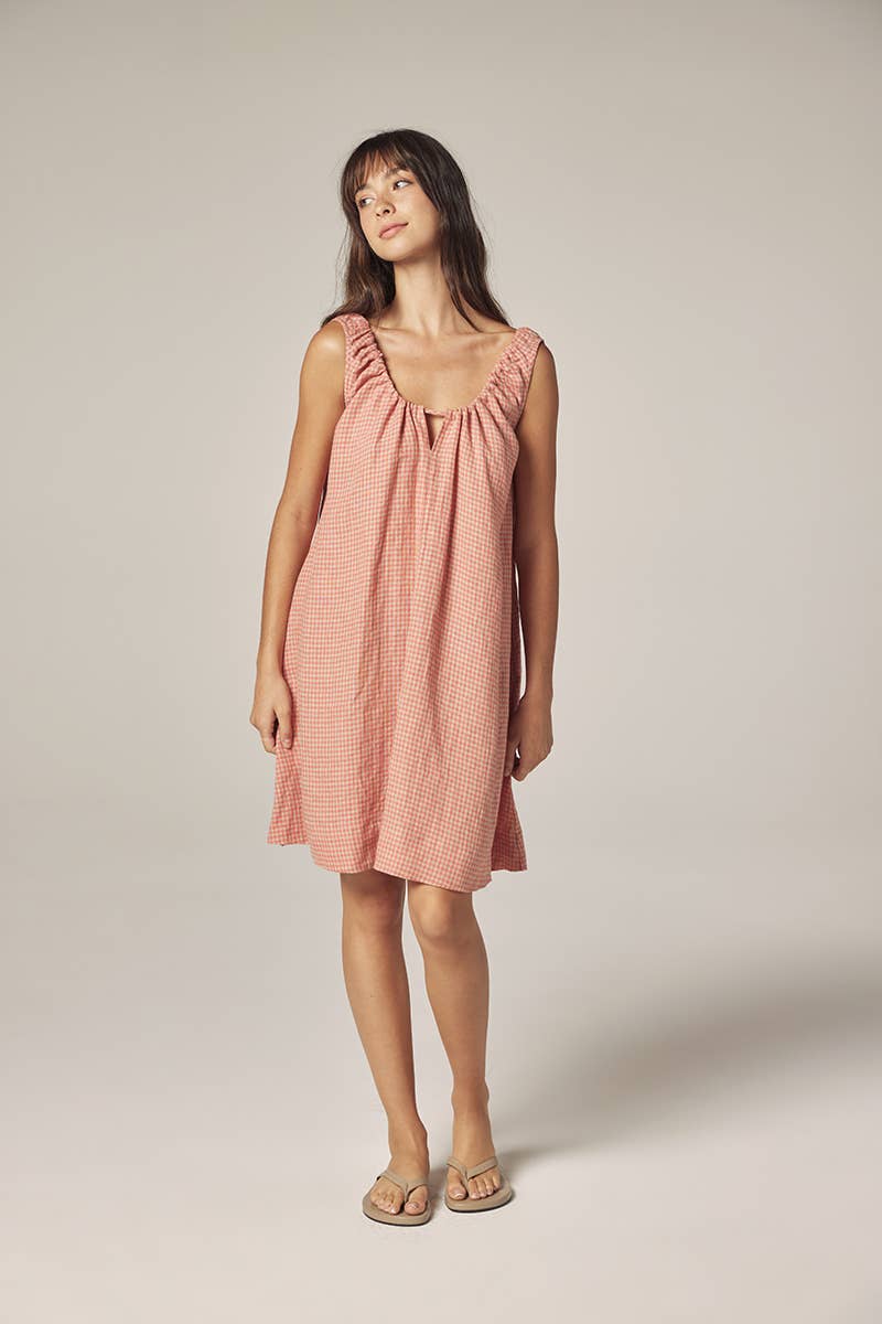 Gingham linen dress