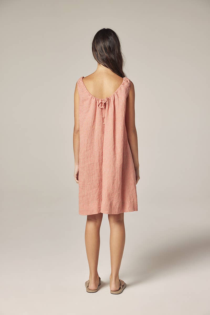 Gingham linen dress
