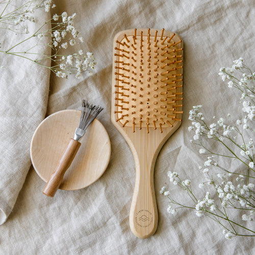 Bamboo Hair Brush With Cleaner