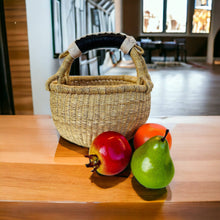 Load image into Gallery viewer, The African Home Goods - African Market Basket | Ghana Bolga Basket Dye Free black Handles 1 EA
