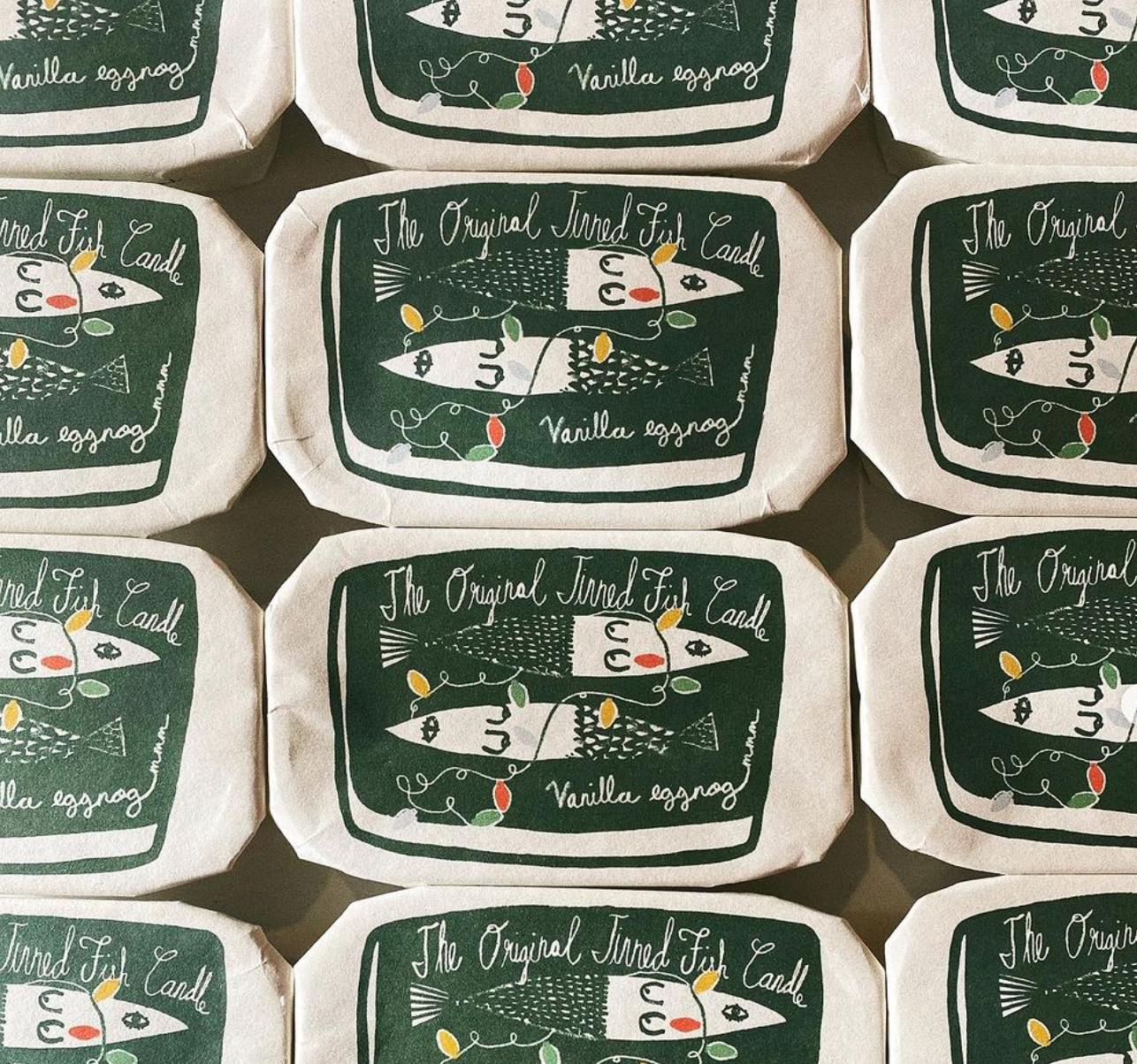 Tinned Candle - Tinned Fish Candle - Vanilla Eggnog