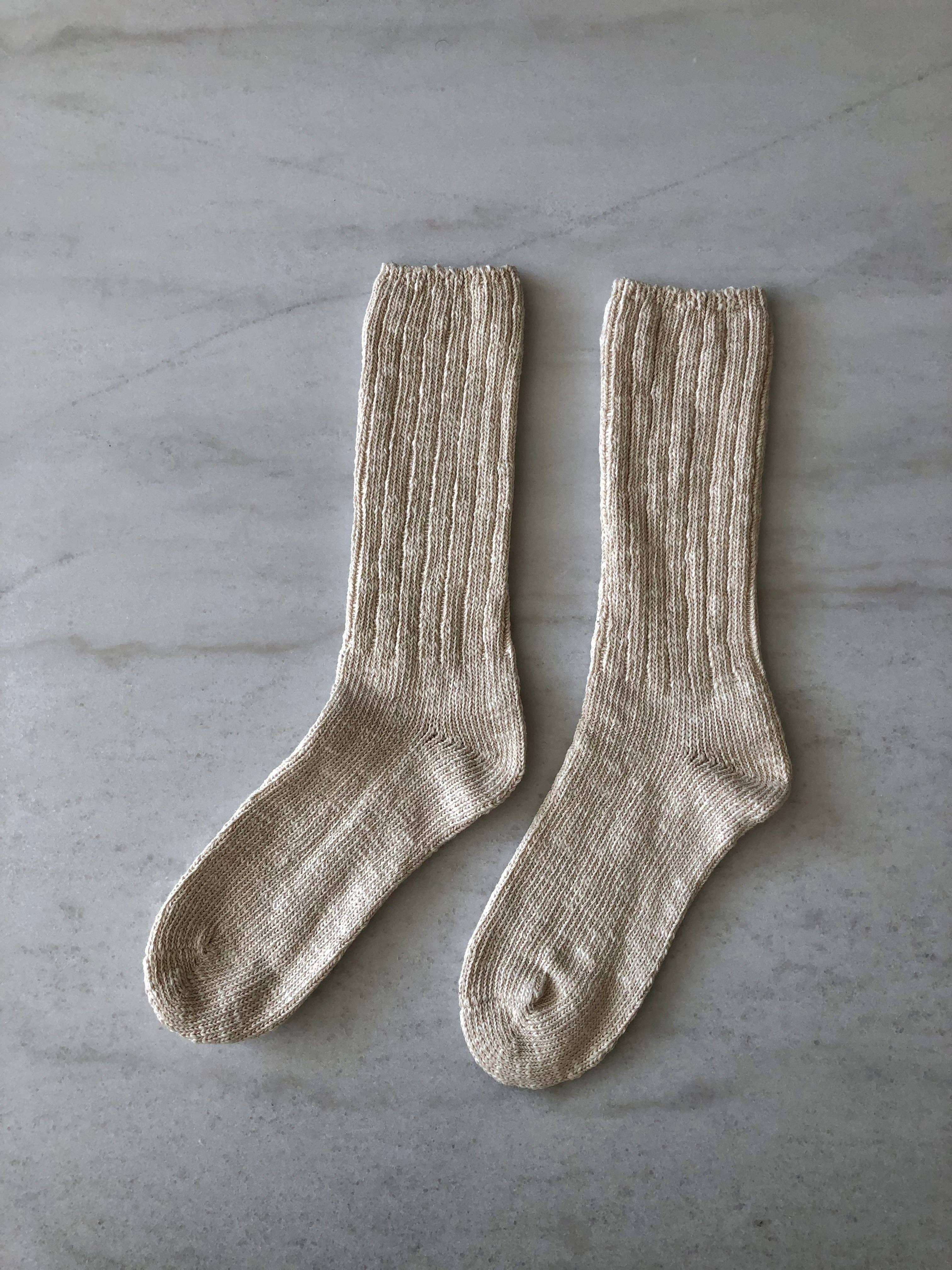 SLUB COTTON HIGH SOCKS