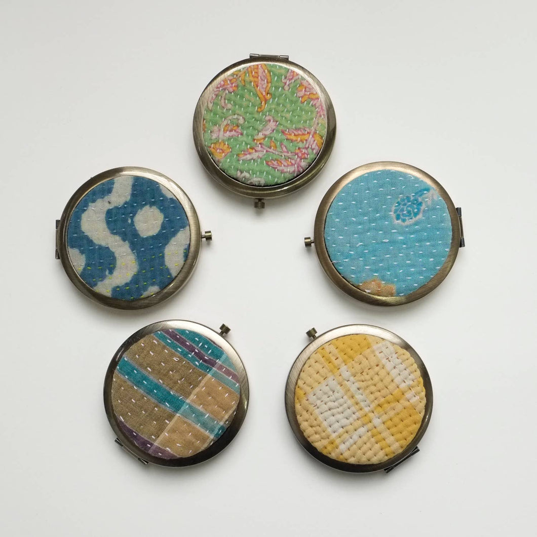 Fabric Covered Compact Mirror