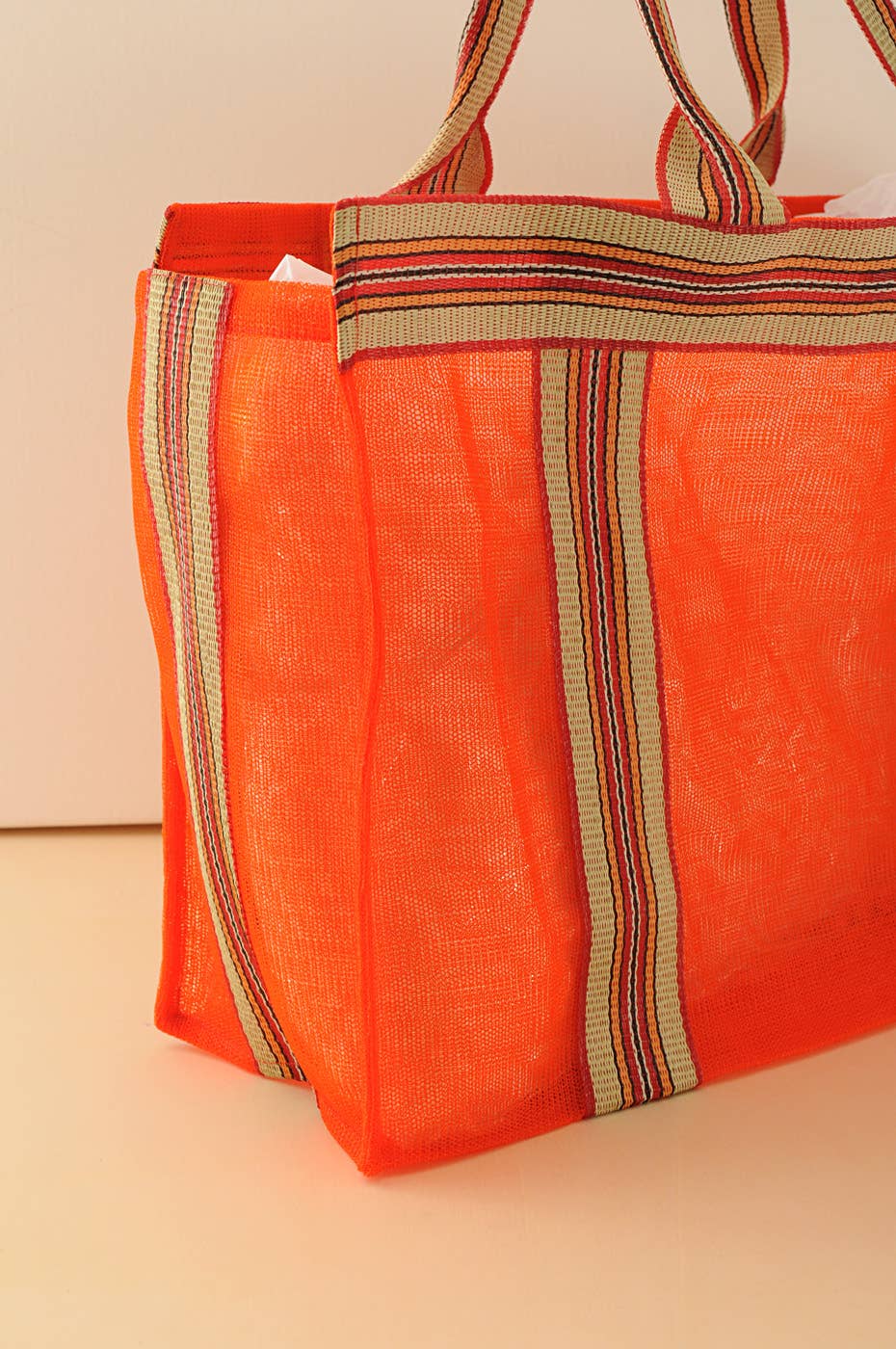 Orange recycled nylon beach bag