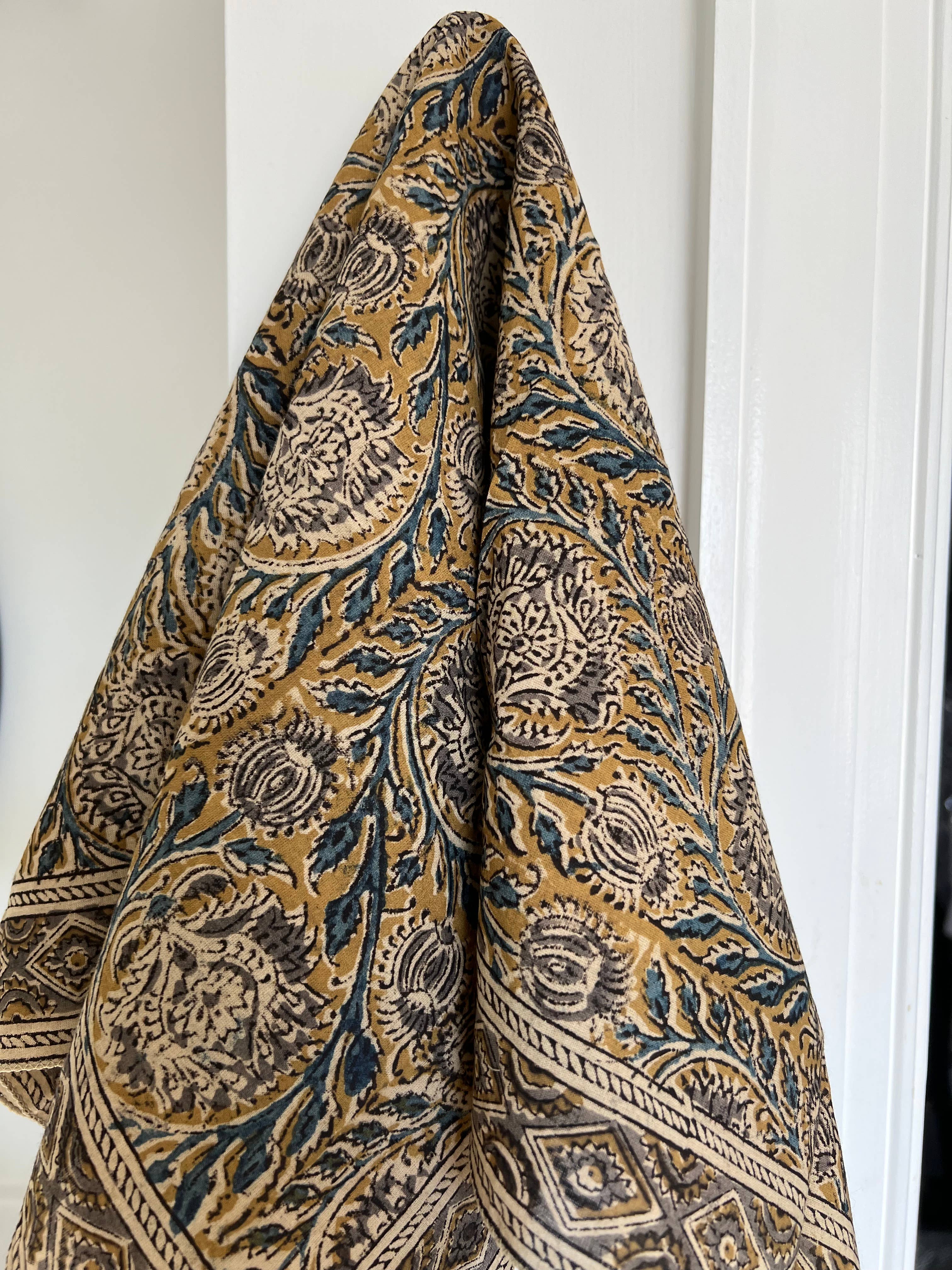 Flax and Indigo Kalamkari Bandana