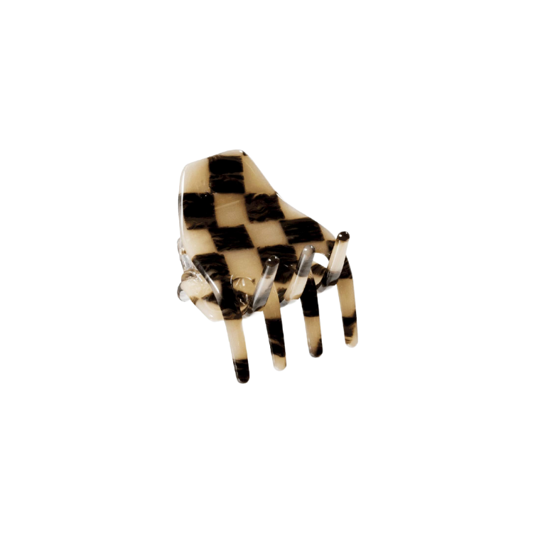 THE MINI HAIR CLAW IN FADED CHECKER