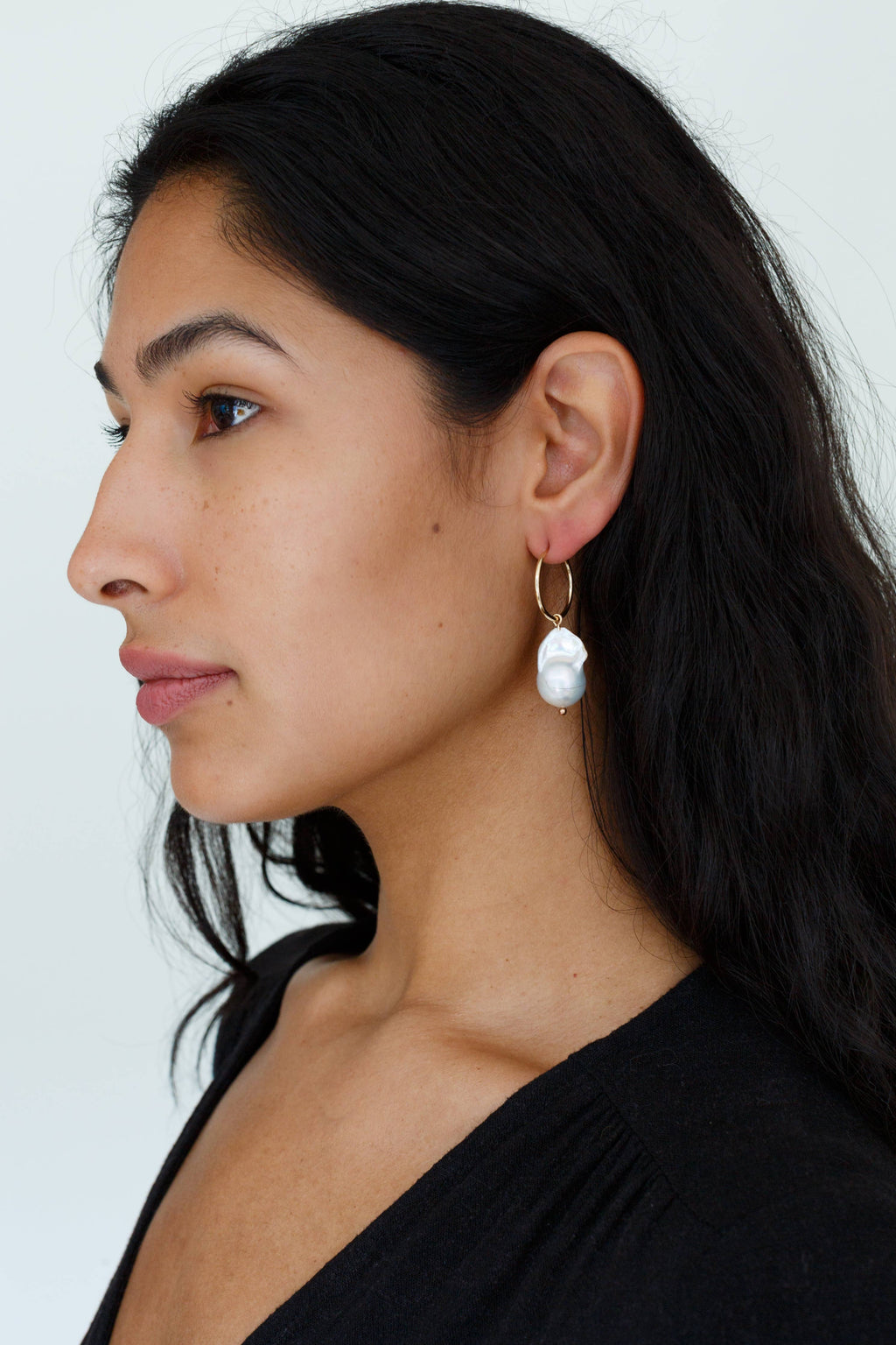 Endless Pearl Hoop Earrings